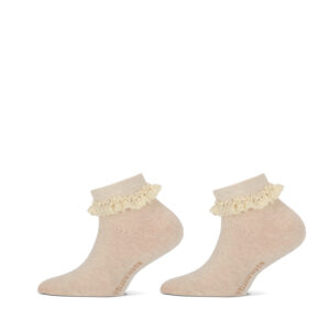 2-pack Sock Beige met Kantje