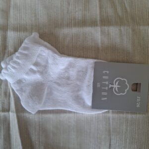 Enkelsok Wit Ruchesrandje van Cotton Socks